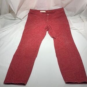 Pilcro Anthropologie Red Floral Pattern High Rise Denim Legging Size 32
